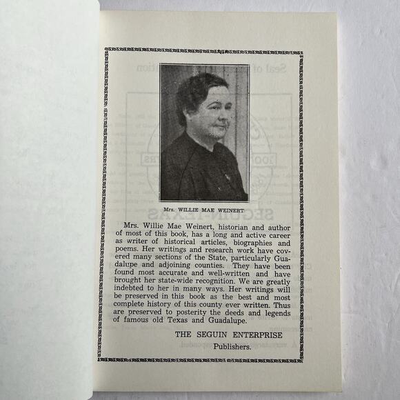 An Authentic History of Guadalupe County TX by Willie Mae Weinert 1976 Softcover - Picture 3 of 7